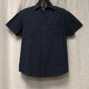 HOWE Blue Tribal Short Sleeve Shirt Mens SZ Medium